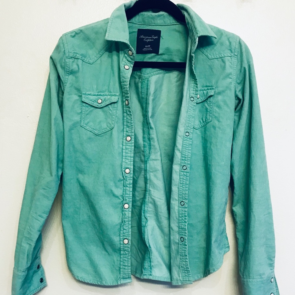 America eagle corduroy button down shirt